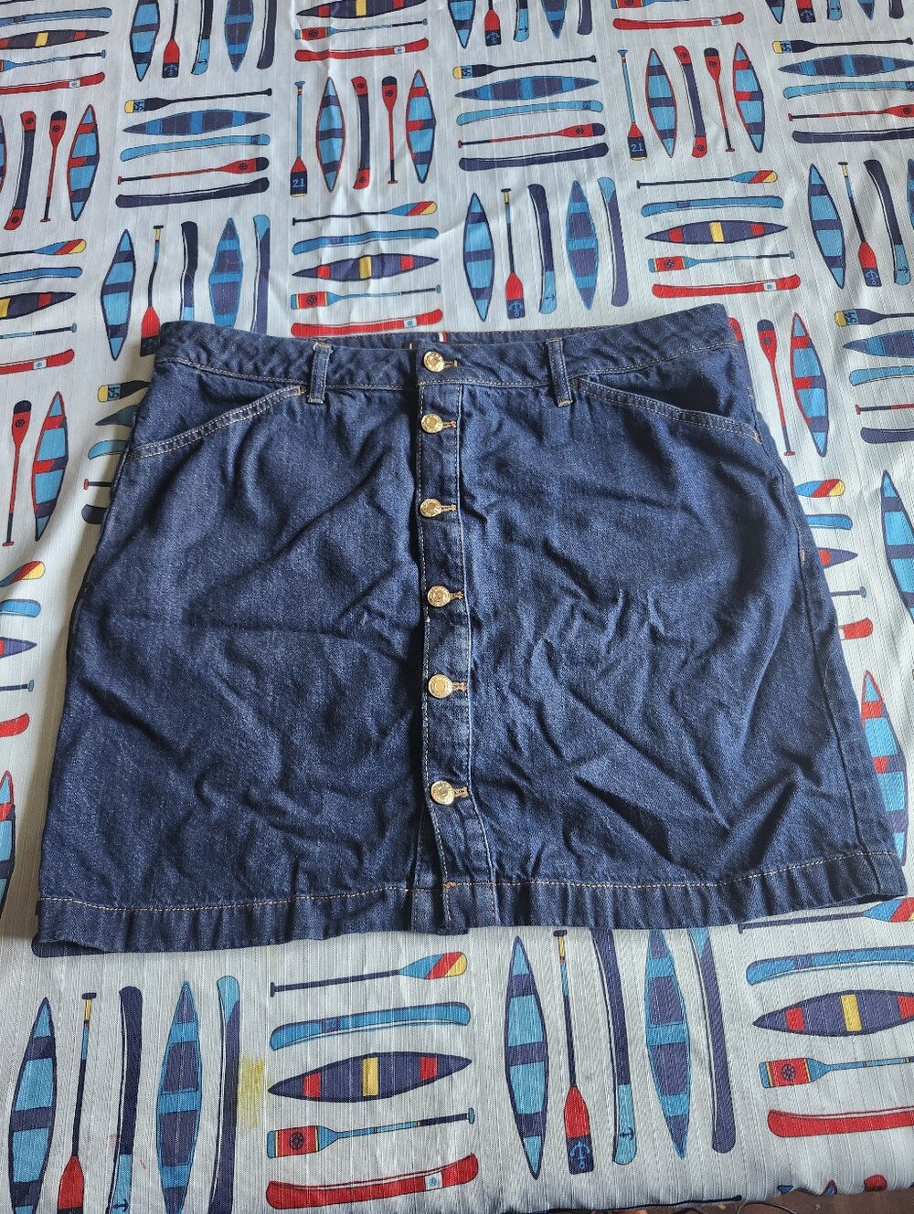 Button-Front Dark Blue Denim Mini Skirt Tommy Hilfiger